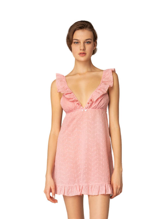 Milena by Paris Summer Cotton Women's Nightdress Pink