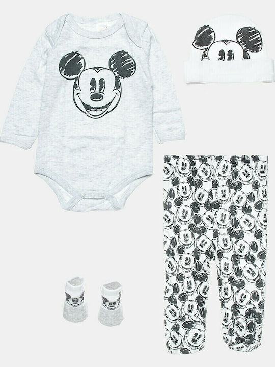 Alouette Disney Minnie Mouse Baby Bodysuit Set Long-Sleeved with Pants Gray 4pcs
