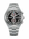Citizen Ανδρικό Ρολόι 43mm Χρονογράφος Eco - Drive με Ασημί Μεταλλικό Μπρασελέ