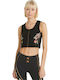 X Frida Kahlo Women's Athletic Crop Top Sleeveless Black