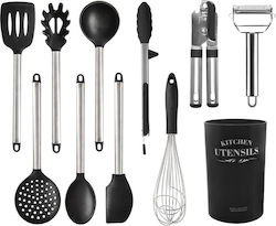 Silicone Cooking Utensil Set Black 11pcs