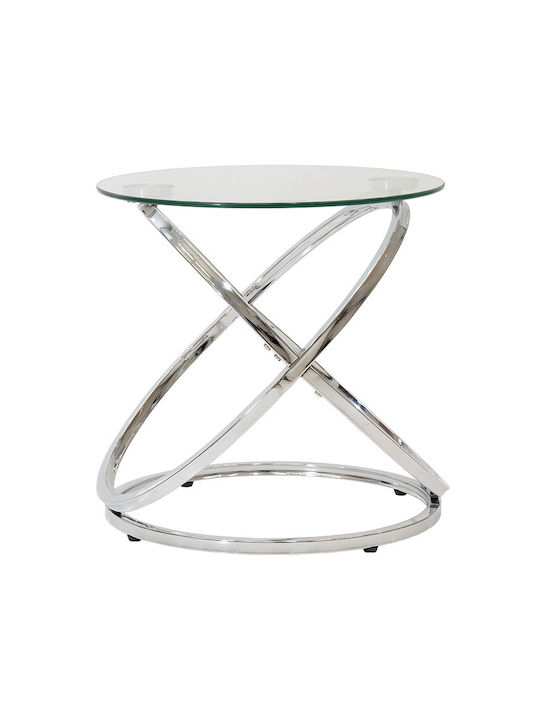 Round Coffee Table Sabin Glass Silver L80xW80xH43cm