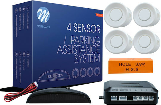 M-Tech Car Parking System with Screen and 4 Sensors 18mm 9-15 V in White Color