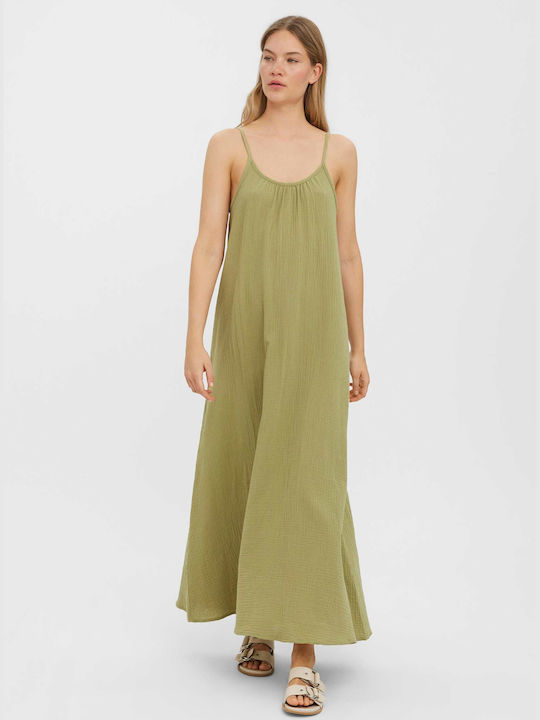 Vero Moda Maxi All Day Φόρεμα με Τιράντα Πράσινο