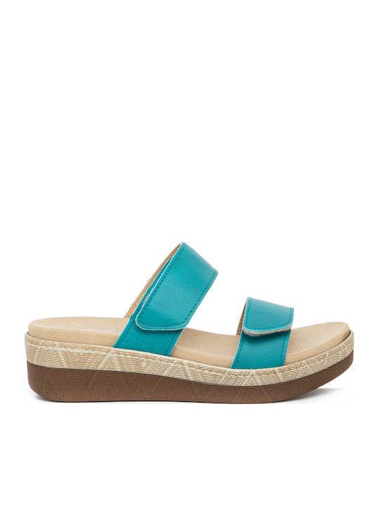 Leather Women's Flat Sandals Anatomic in Green Color