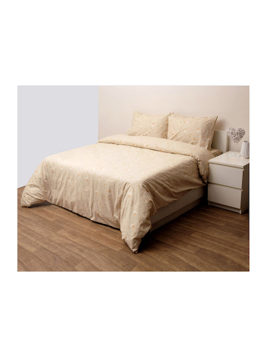 Viopros Duvet Cover Set Cotton Single with Pillowcase 160x240 Milan Beige
