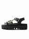 Inuovo Leather Women's Flat Sandals In Black Colour