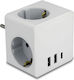 DeLock PowerCube Aσφαλείας 3 Θέσεων με 2 USB-A και USB-C