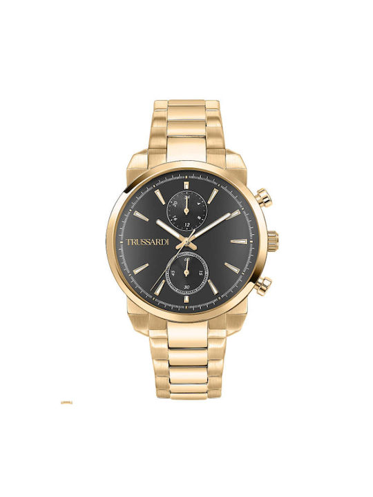 Trussardi T-City Watch Chronograph Battery with Gold Metal Bracelet