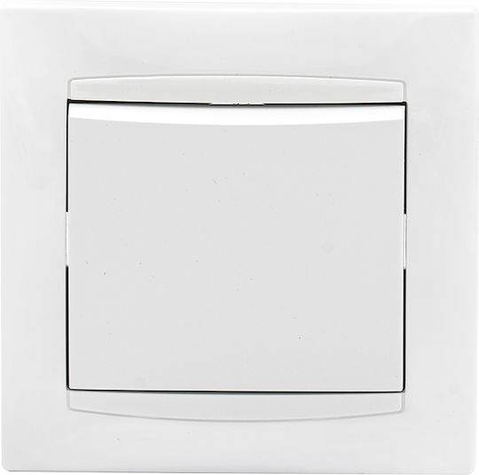 Bassiakos Chalkida Recessed Wall Switch Single with Frame Medium White
