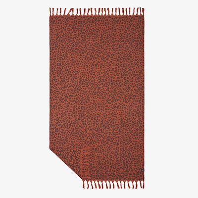 Slowtide Deville Cheetah Beach Towel Cotton Brown with Fringes 185x96cm.