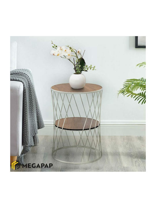 Round Side Coffee Table Jaspin Wooden White / W...