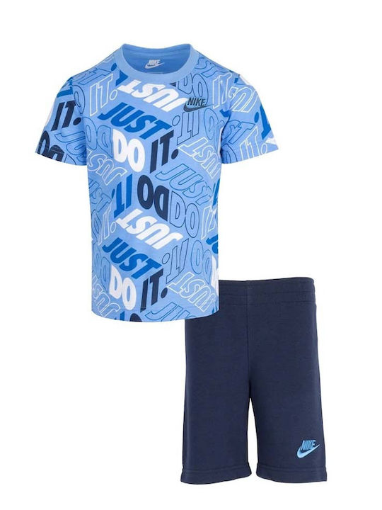 Kids' Set with Shorts Summer 2pcs Blue AOP