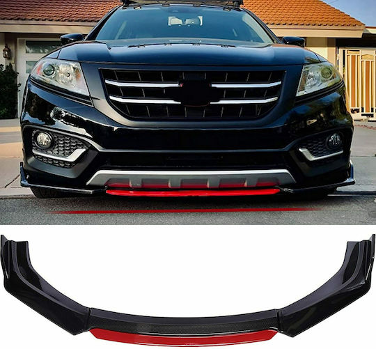 Spoiler Car Front Universal Plastic 4pcs Black Glossy Black / Red