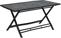 Badou Outdoor Dinner Foldable Bamboo Table Black 150x80x77cm