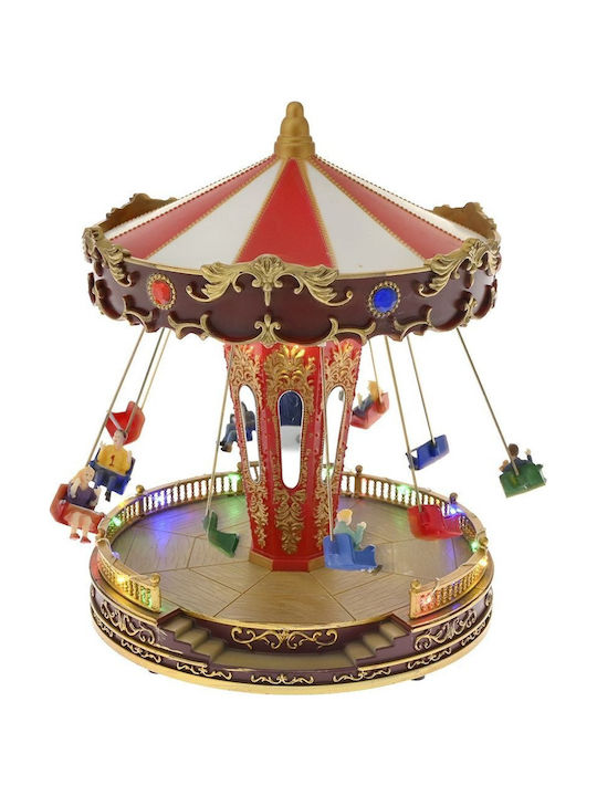 Iliadis Christmas Illuminated Decorative Carousel with Battery with Music and Movement 27x21x21cm.