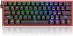Redragon K617 FIZZ Gaming Μηχανικό Πληκτρολόγιο 60% με Custom Red διακόπτες και RGB φωτισμό (Αγγλικό US)