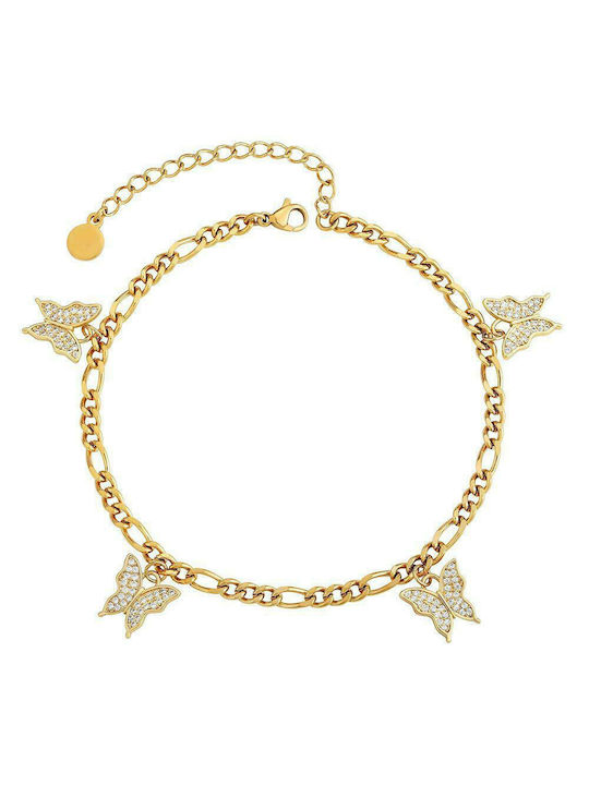 Butterfly Anklet realizat din oțel inoxidabil placat cu aur