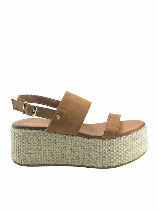 Women's Leather Platform Shoes Tabac Brown