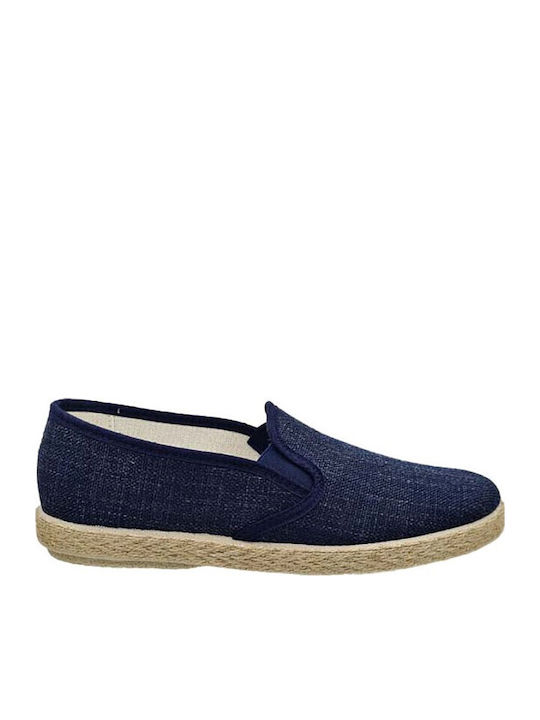 Sabino Leather Men's Espadrilles in Blue Color