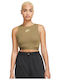 Air Women's Summer Crop Top Cotton Sleeveless Khaki