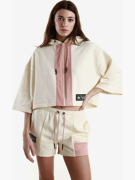 Women's Blouse with 3/4 Sleeve & Hood Beige