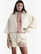 Women's Blouse with 3/4 Sleeve & Hood Beige