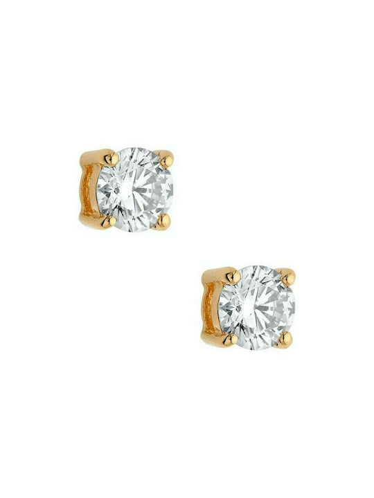 Vogue Solitaire Earrings made of Silver Gold Plated with Stones