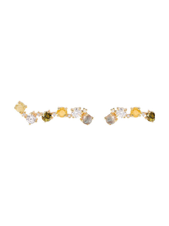 P D Paola Earrings made of Silver Gold Plated with Stones