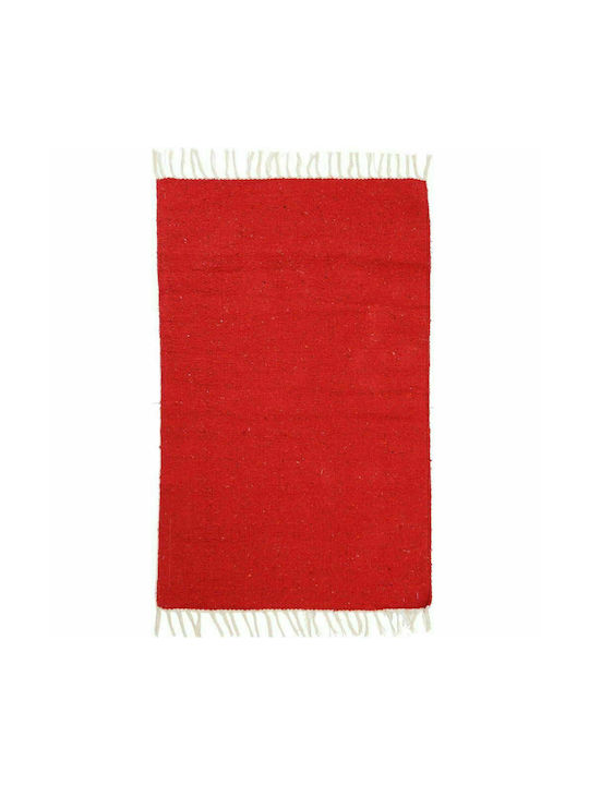 Synchronia Hesha Rug Rectangular with Fringes Red