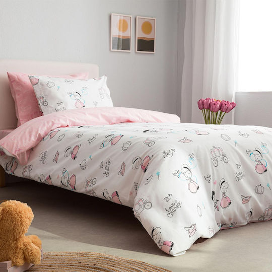 Vesta Home Σετ Σεντόνια Μονά Βαμβακερά Kids Cindy Λευκό 170x260cm 3τμχ
