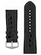 Hirsch Crocograin Long Δερμάτινο Λουράκι Μαύρο 22mm