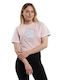 Ellesse Classico Damen Sportliches Crop Top Kurzarm Rosa