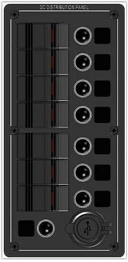 Eval Boat Switch with Panels Αδιάβροχος Πίνακας Ασφαλειών με 8 Διακόπτες