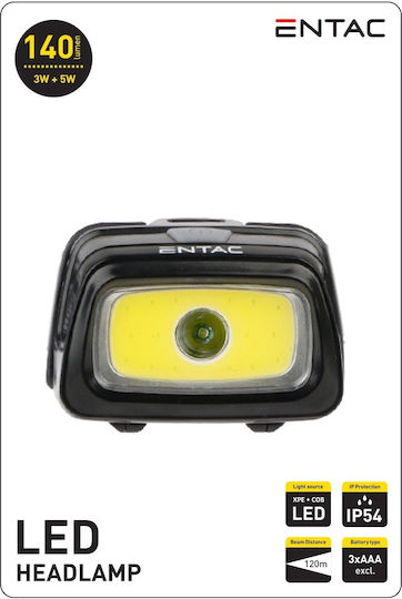Entac Headlamp LED IP54 with Maximum Brightness 140lm EHL-3N5-PB Black