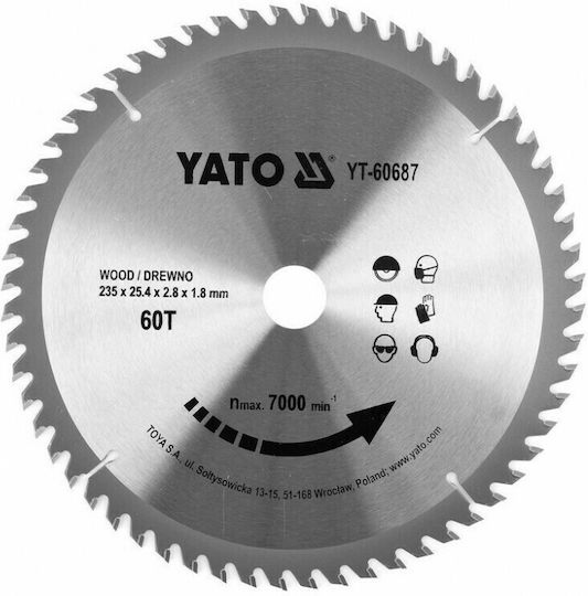 Yato Cutting Disc Wood Hole Diameter 235mm with 60 Teeth 1pcs
