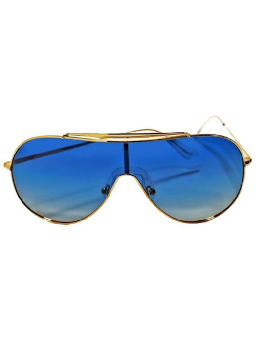 Mohiti Skyline AK17079 Men's Sunglasses with Blue Metal Frame and Blue Polarized Lens