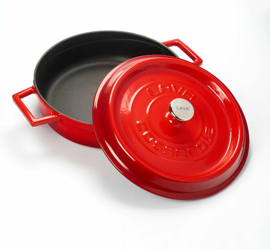 Lava Flacher Topf aus Gusseisen 24cm Red
