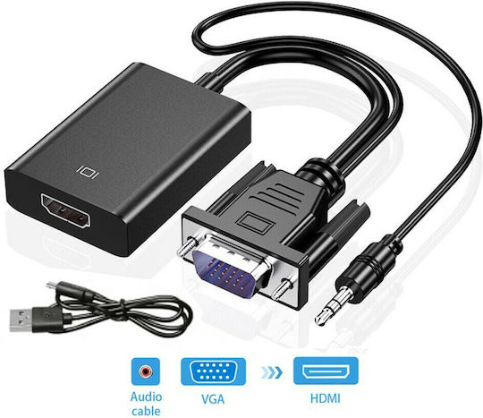 VS Audio Μετατροπέας 3.5mm / HDMI male σε VGA female 1τμχ 35448