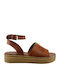 Sandale Casual pentru Femei din Piele Flatforme Tabac