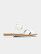 Fantasy Sandals Elle Leather Women's Flat Sandals Anatomic in White Color