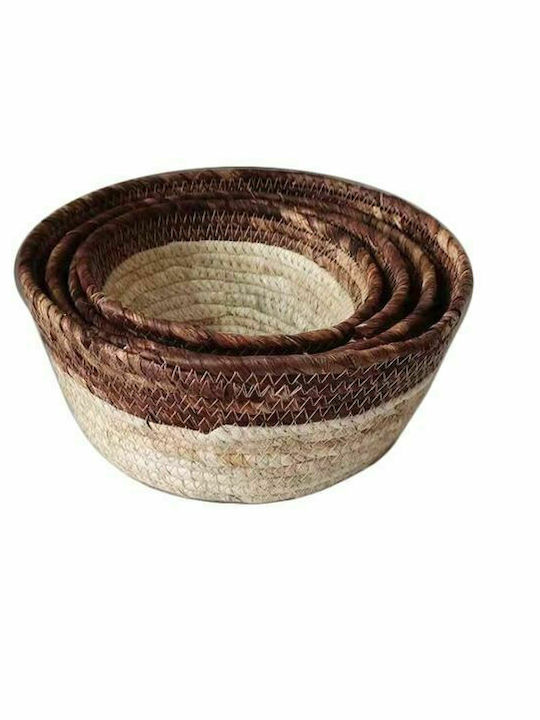 JK Home Decoration Σετ Διακοσμητικά Καλάθια Ψάθινα Καφέ 4τμχ