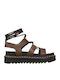 Illusion Leder Flache Sandalen für Damen Flatforms in Braun Farbe