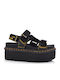 Kimber Webbing Δερμάτινα Γυναικεία Σανδάλια Flatforms Μαύρα