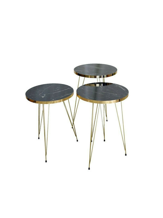 Round Metal Zigon Tables Χρυσό / Μαύρο L33xW18xH55cm