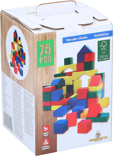 Marionette Wooden Toys Τουβλάκια Ξύλινα για 3+ Ετών 75τμχ