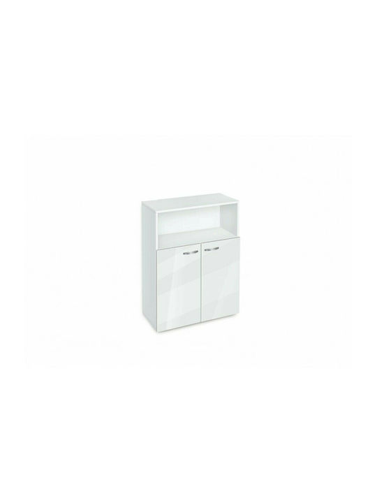 Ξύλινο Ντουλάπι Γραφείου Etazerka Ava 3 σε Λευκό Χρώμα, 78x33x112.3cm