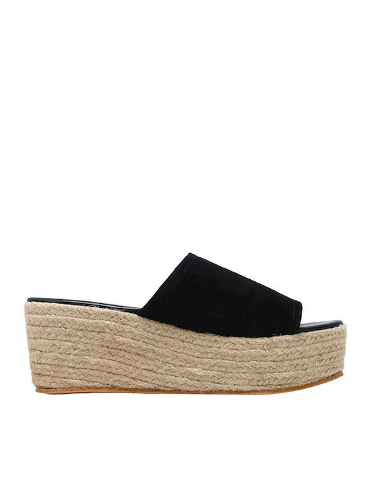Ereiley Women's Suede Platform Espadrilles Black