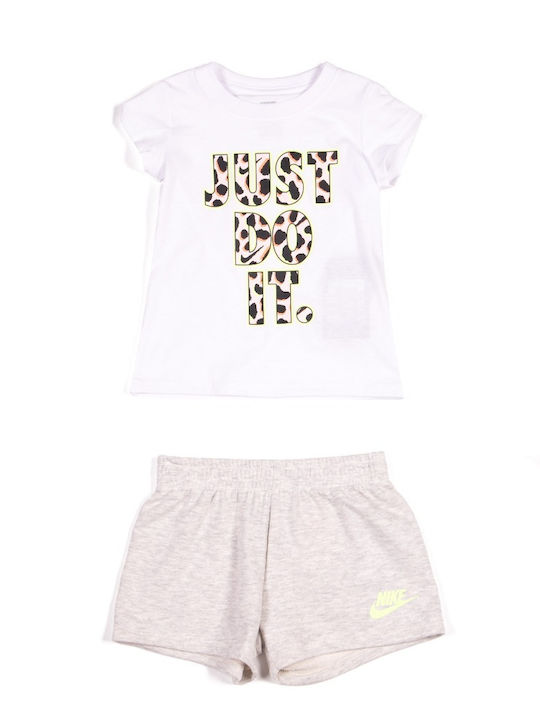 Kids' Set with Shorts Summer 2pcs White Wildflower