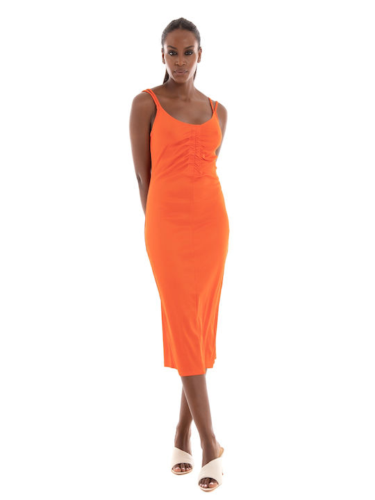 Vero Moda Midi All Day Φόρεμα Ριπ Spicy Orange